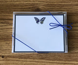 Pressed Linen - Eight Piece Elegant Flat Card Set - Blue Butterfly