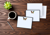 Pressed Linen -Eight Piece Elegant Flat Card Set- Colorful Butterfly