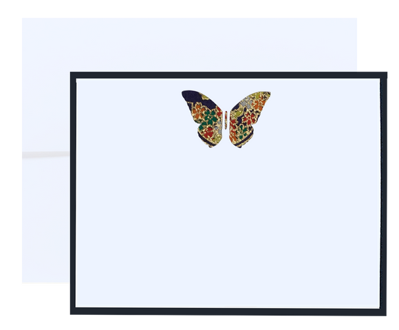 Pressed Linen -Eight Piece Elegant Flat Card Set- Colorful Butterfly
