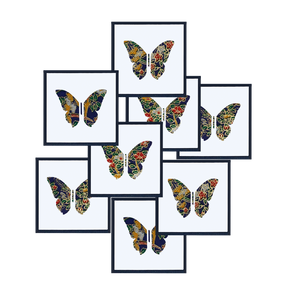 Pressed Linen -Eight Piece Elegant Gift Enclosure Card Set- Colorful Butterfly