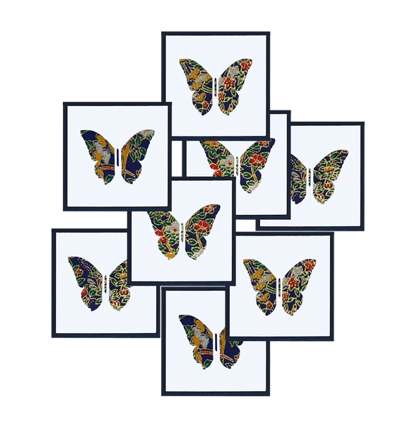 Pressed Linen -Eight Piece Elegant Gift Enclosure Card Set- Colorful Butterfly