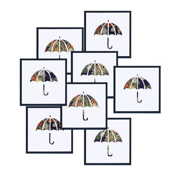 Pressed Linen - Eight Set Elegant Enclosure  Card Set- Umbrella