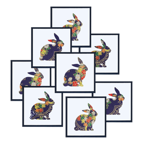 Pressed Linen - Eight Piece Elegant Enclosure Card Set - Rabbit