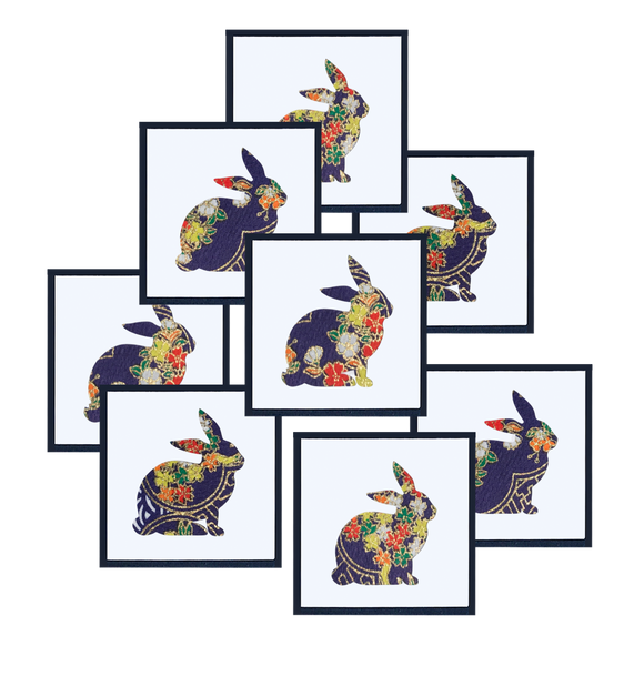 Pressed Linen - Eight Piece Elegant Enclosure Card Set - Rabbit