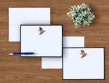 Pressed Linen - Eight Piece Elegant Flat Note Card Set-Humming Bird